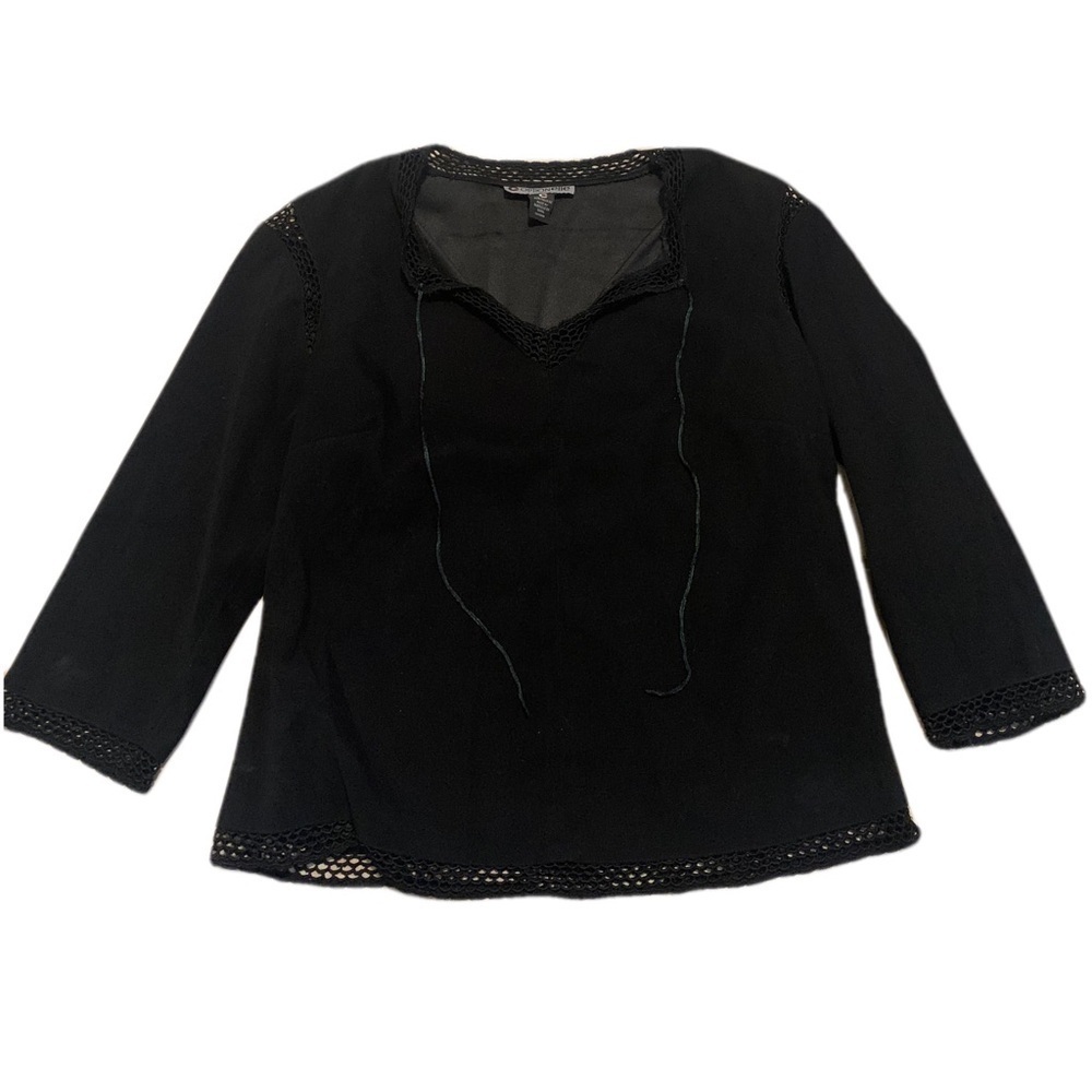 ⚡️Optionelle Black Lace Trim 3/4 Sleeve Top - Size 02/Extra Small/Small